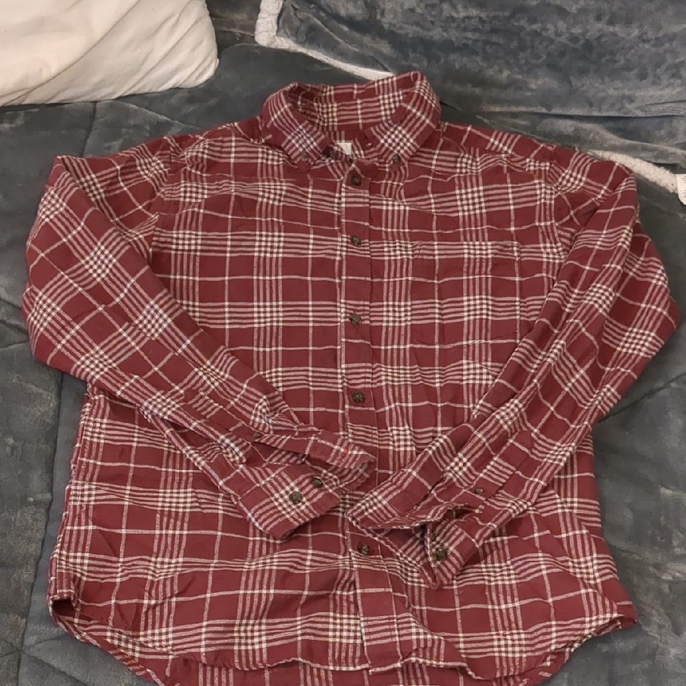 Goodfellow & Co Red and White Plaid Casual Shirt